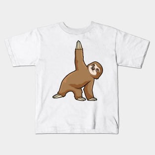 Sloth at Yoga Stretching exercises Legs Kids T-Shirt